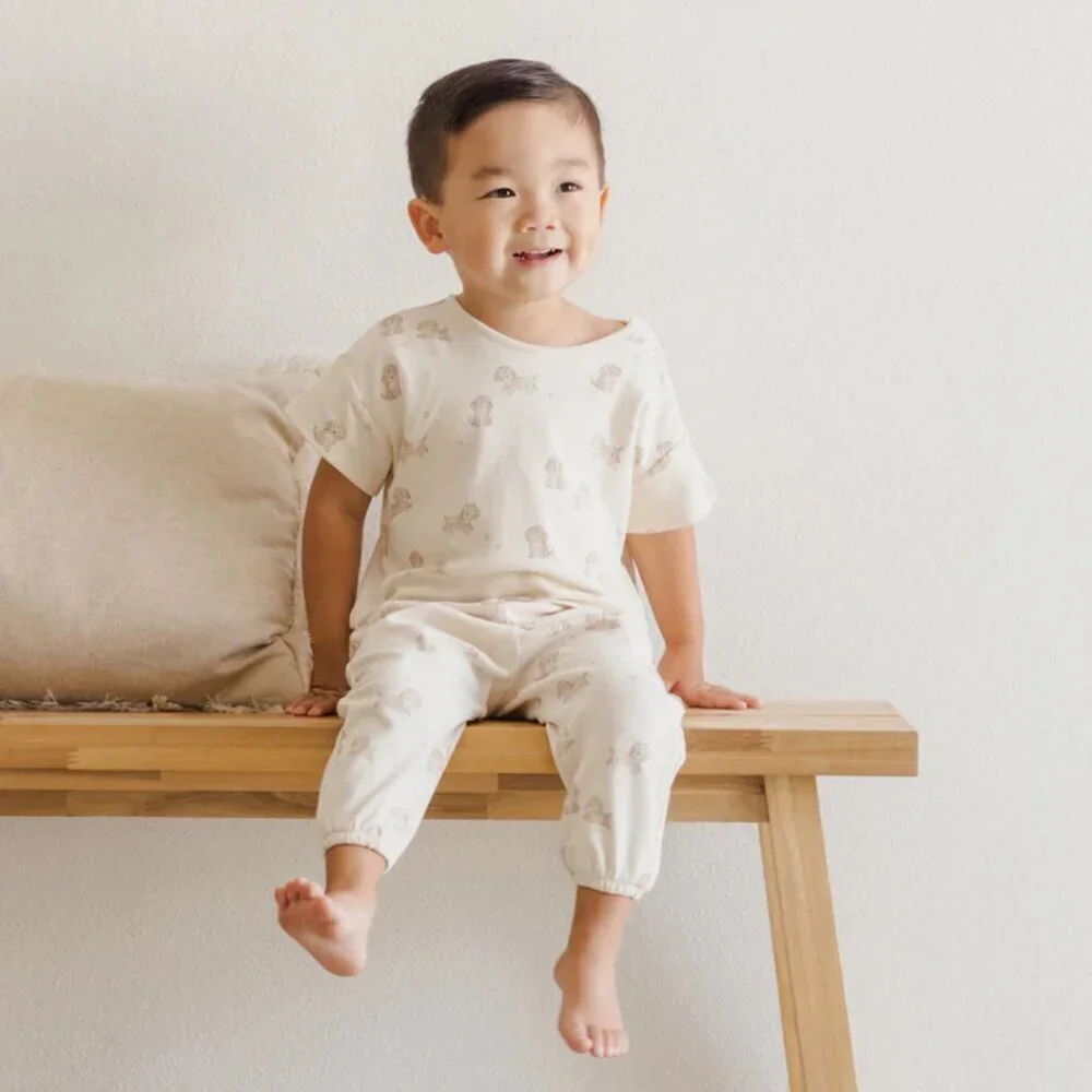 NWT - Quincy Mae Puppies Tee + Pants ORGANIC Set​​​